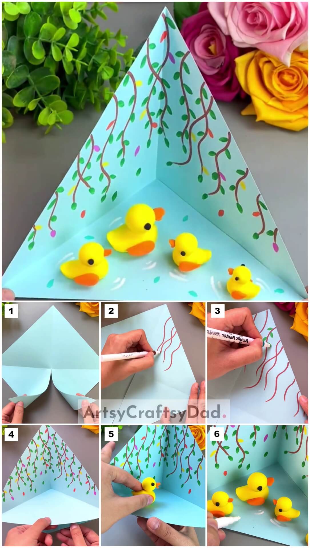 3D Swamp With Ducks - Creative Craft Tutorial Using Paper & Clay