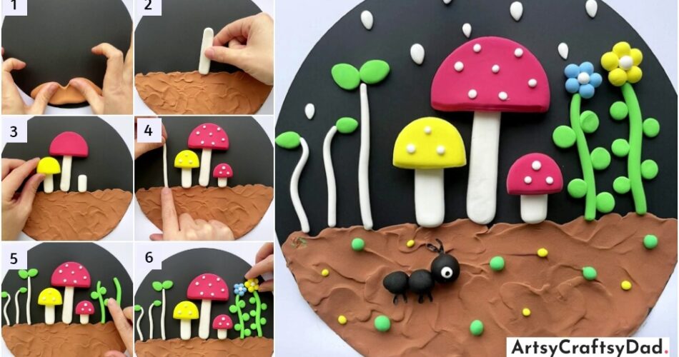 Mushroom And Flower Clay Craft Tutorial With Ant