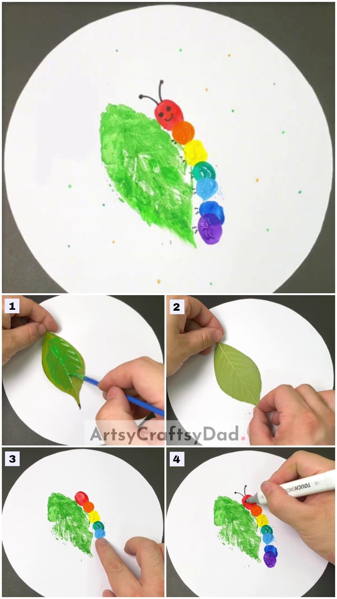  Fingertip Caterpillar Painting Step-by-step Tutorial For Kids