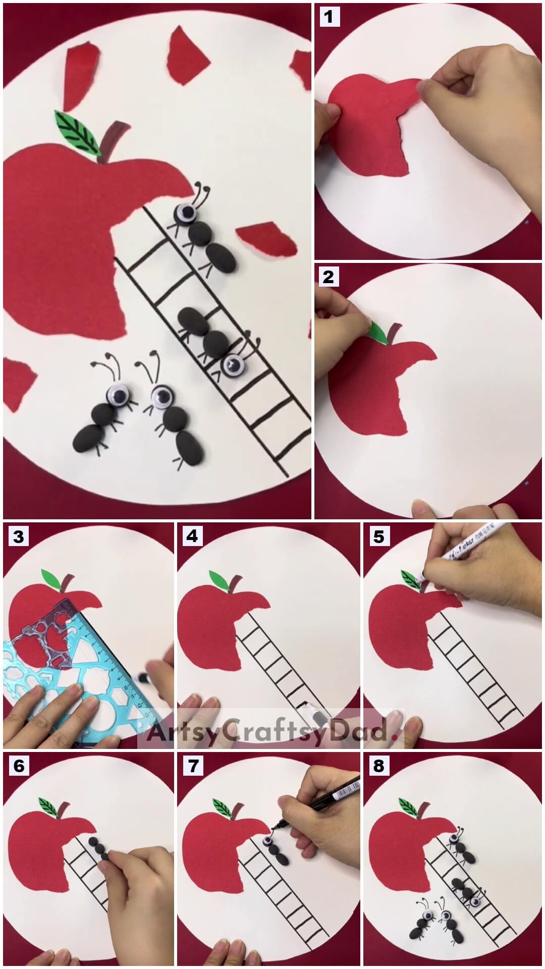 Ant Eating Apple - Creative Craft Tutorial for Kids
