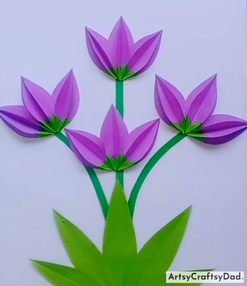 Attractive Lavender flower Paper Craft With Green Leaves-Enjoyable and Imaginative Paper Craft Activities to Spark Kids' Creativity