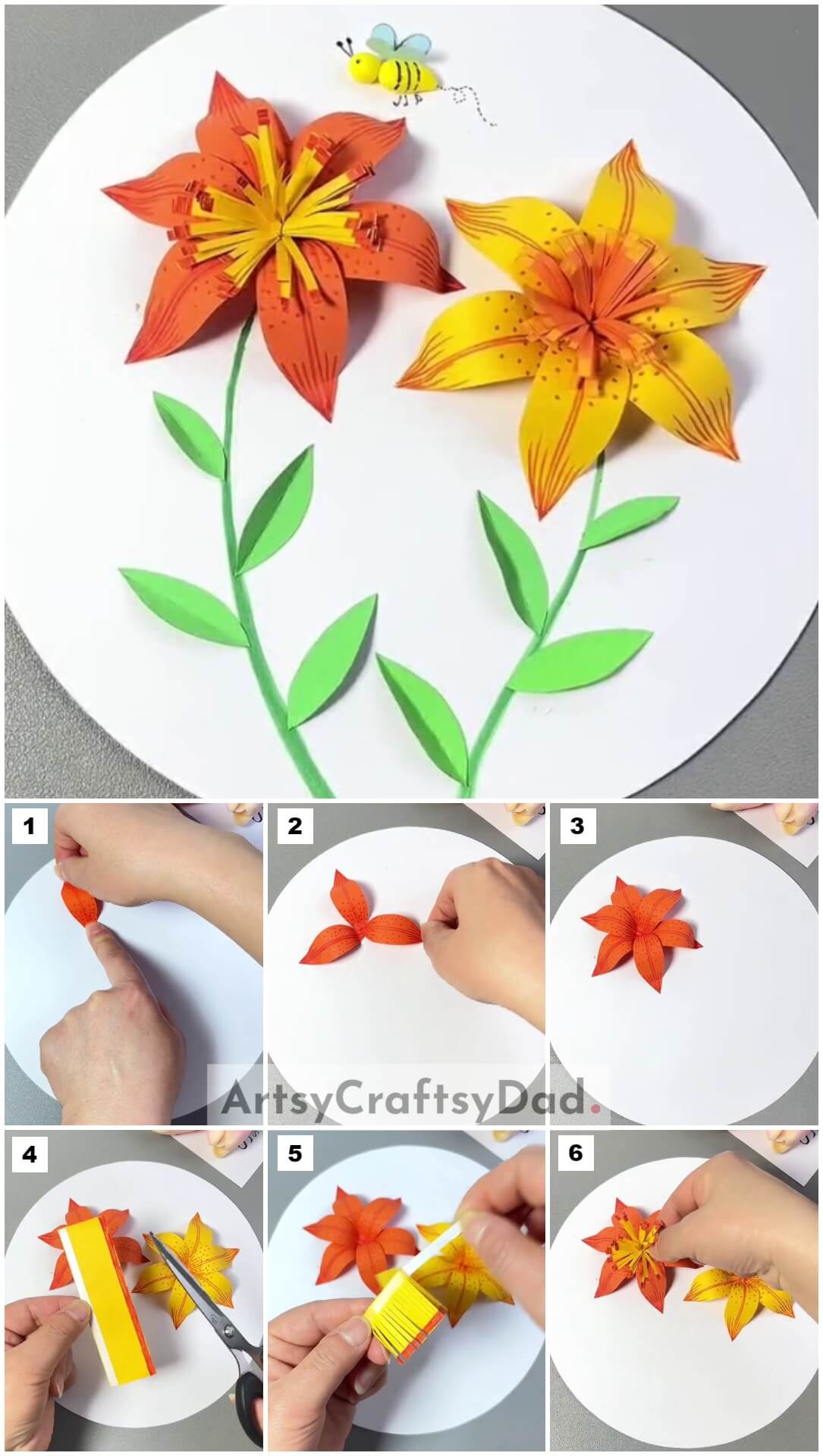 Awesome 3D Lily Paper Flower Craft Tutorial For Beginners