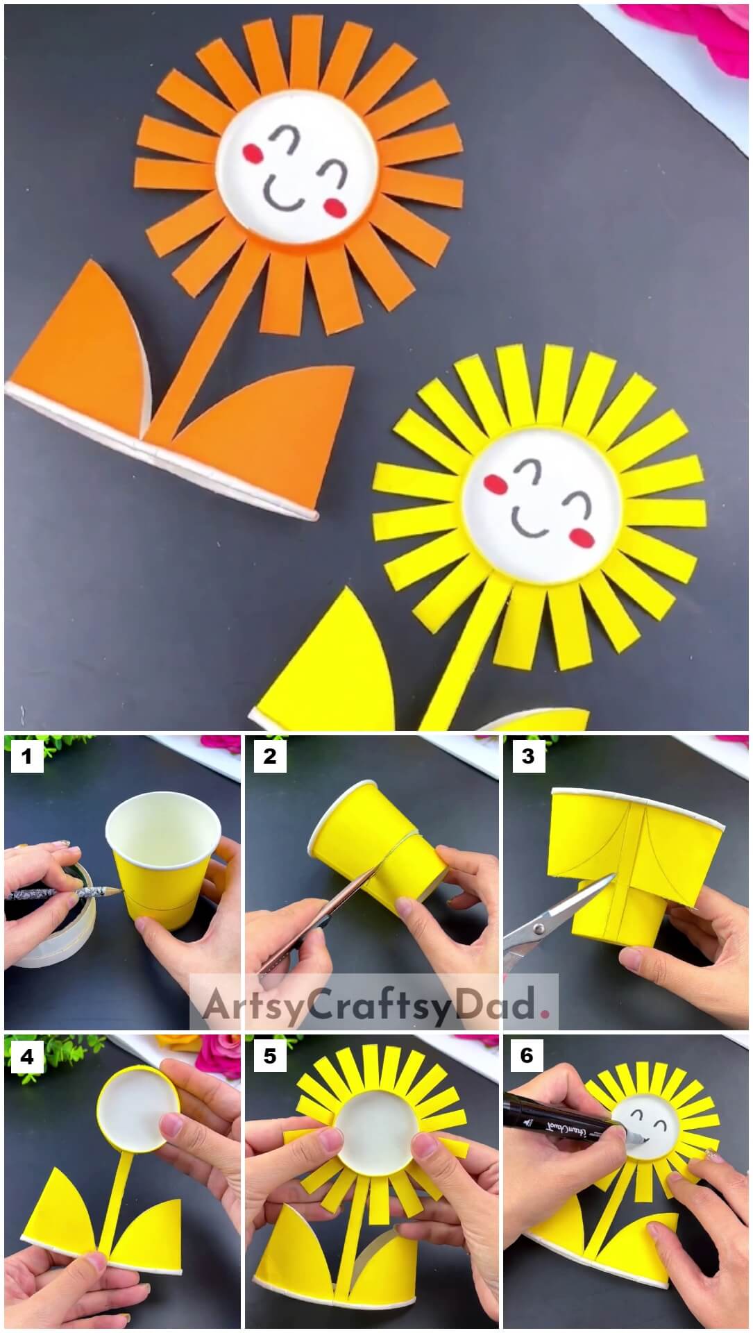 Beautiful Paper Cup Sunflower Craft Step By Step Tutorial For Kids