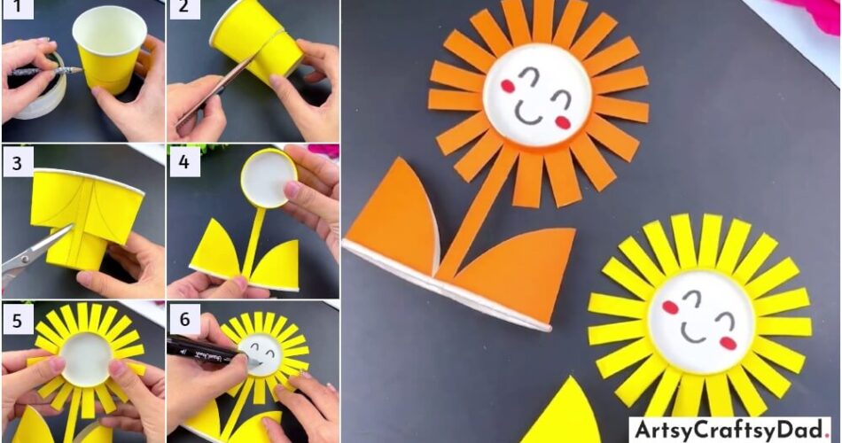 Beautiful Paper Cup Sunflower Craft Step By Step Tutorial For Kids