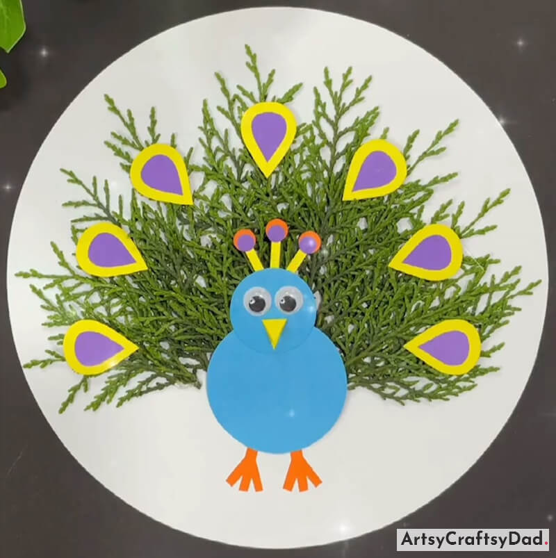 Beautiful Peacock Paper Craft Idea For Kids-Beginner-friendly craft ideas using circular plates