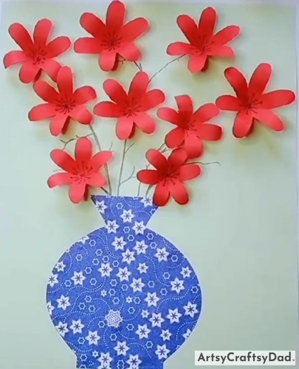 Beautiful Red Paper Flower & Pot Craft Idea for Kids - Paper Flower Crafting Tips for Beginners