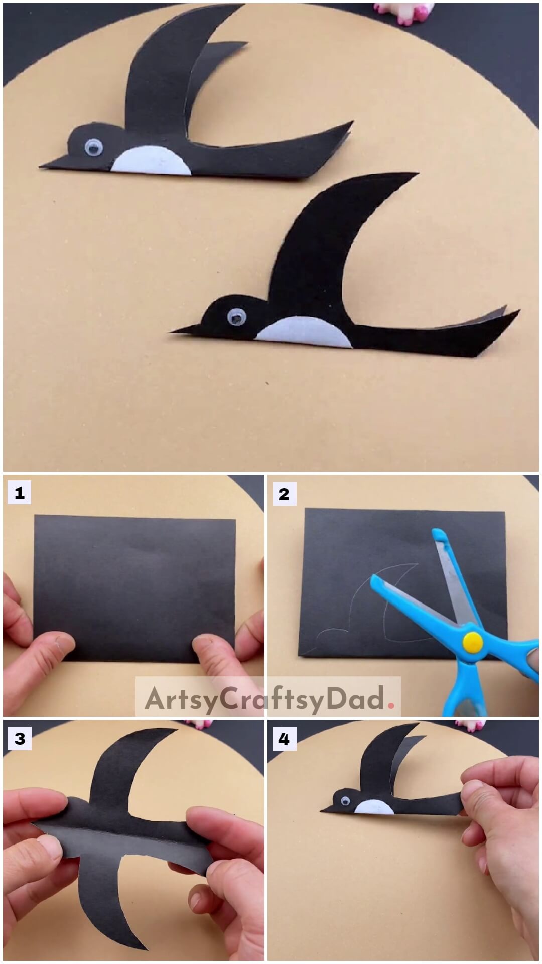 DIY Paper Bird Craft Step By Step Tutorial For Kids