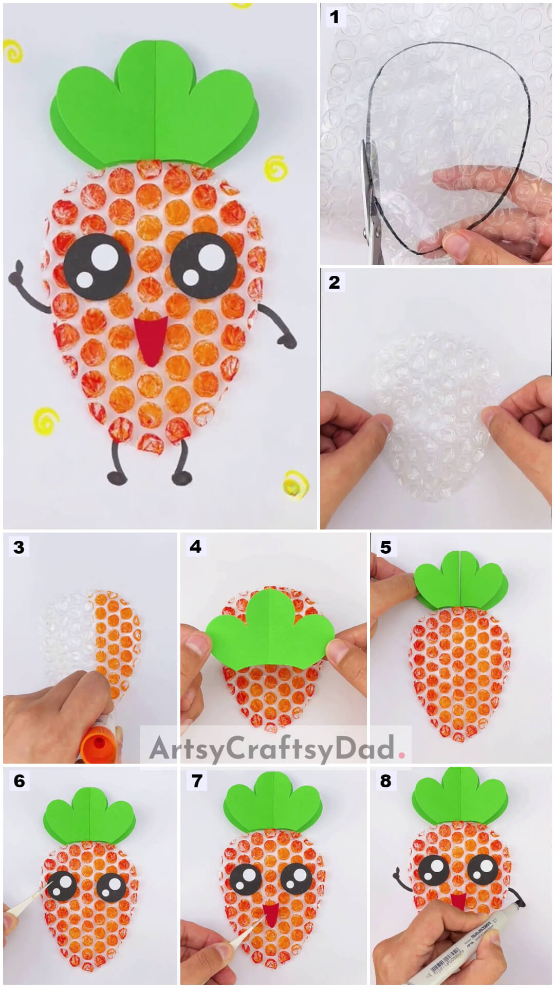 Bubble Wrap Carrot Art Activity Step By Step Tutorial