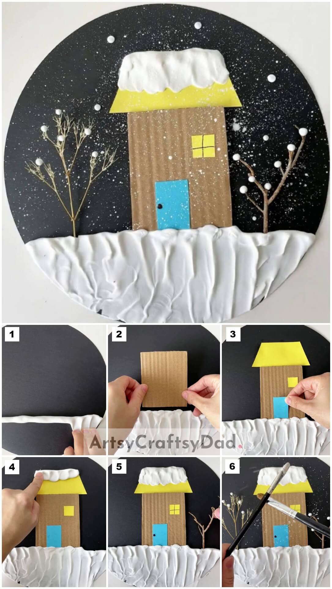 Cardboard & Paper Winter Hut Craft Tutorial For Kids