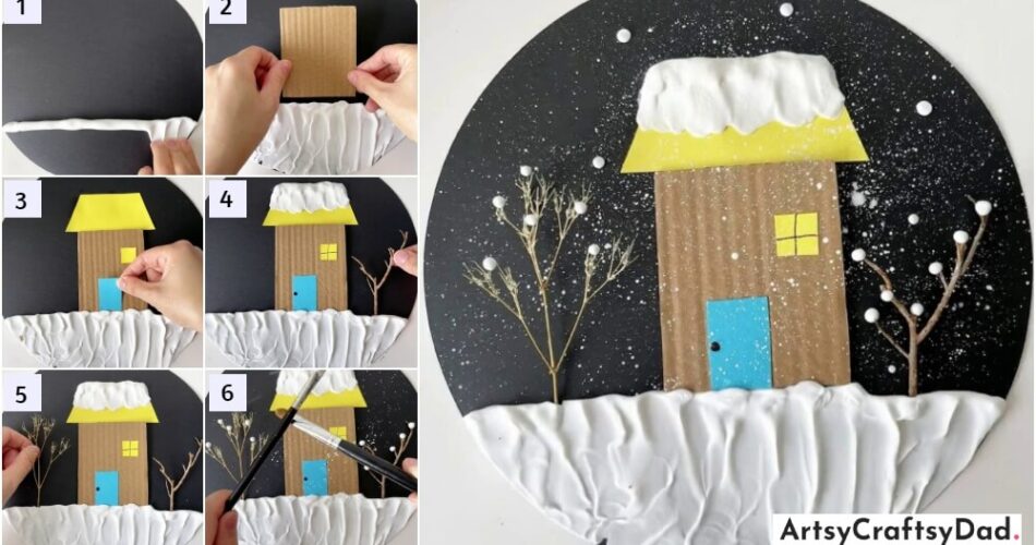Cardboard & Paper Winter Hut Craft Tutorial For Kids