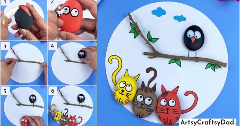 Cats And Owl Craft Make With Rock Tutorial Step By Step