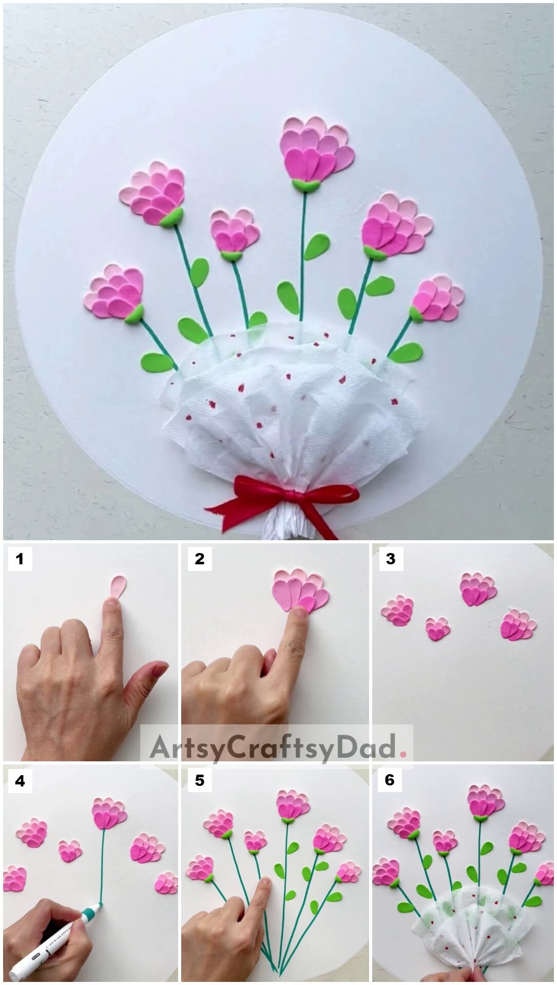Clay Flower and Tissue Paper Bouquet Craft Tutorial
