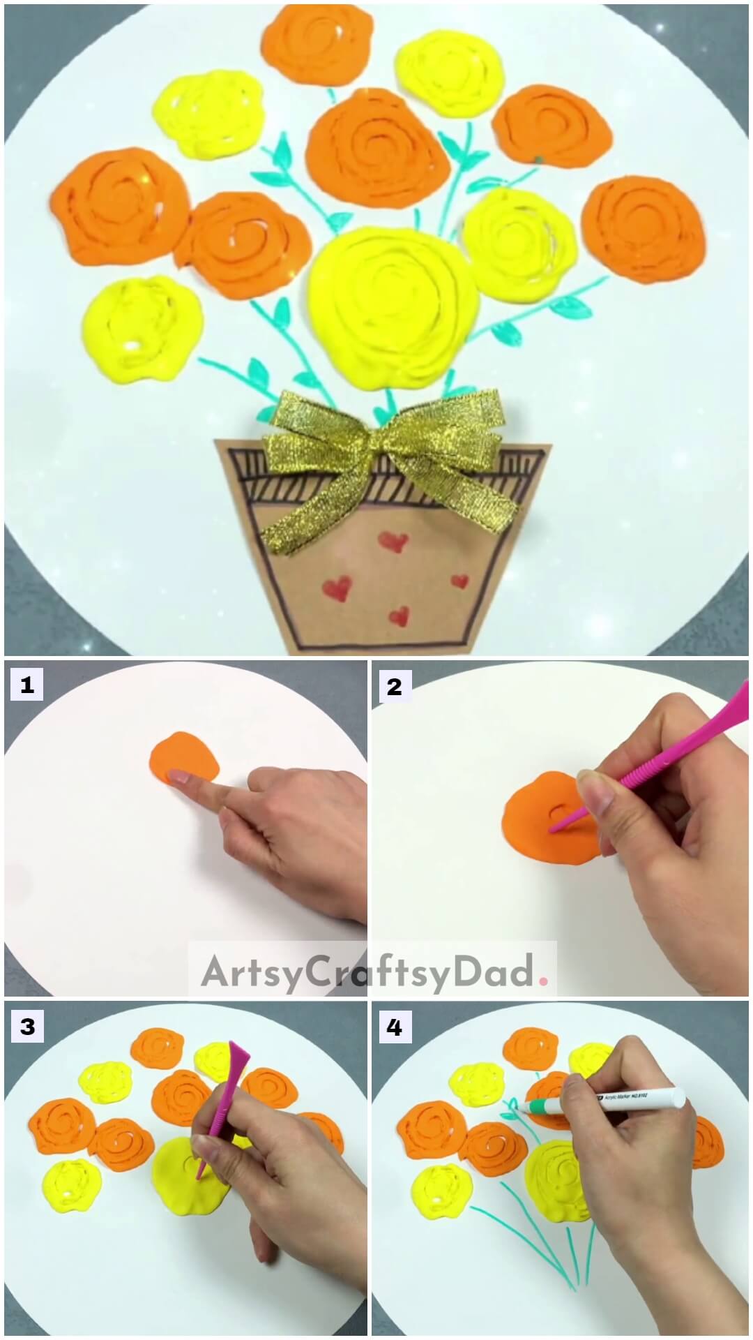 Clay Flower Vase Craft Tutorial For Kids