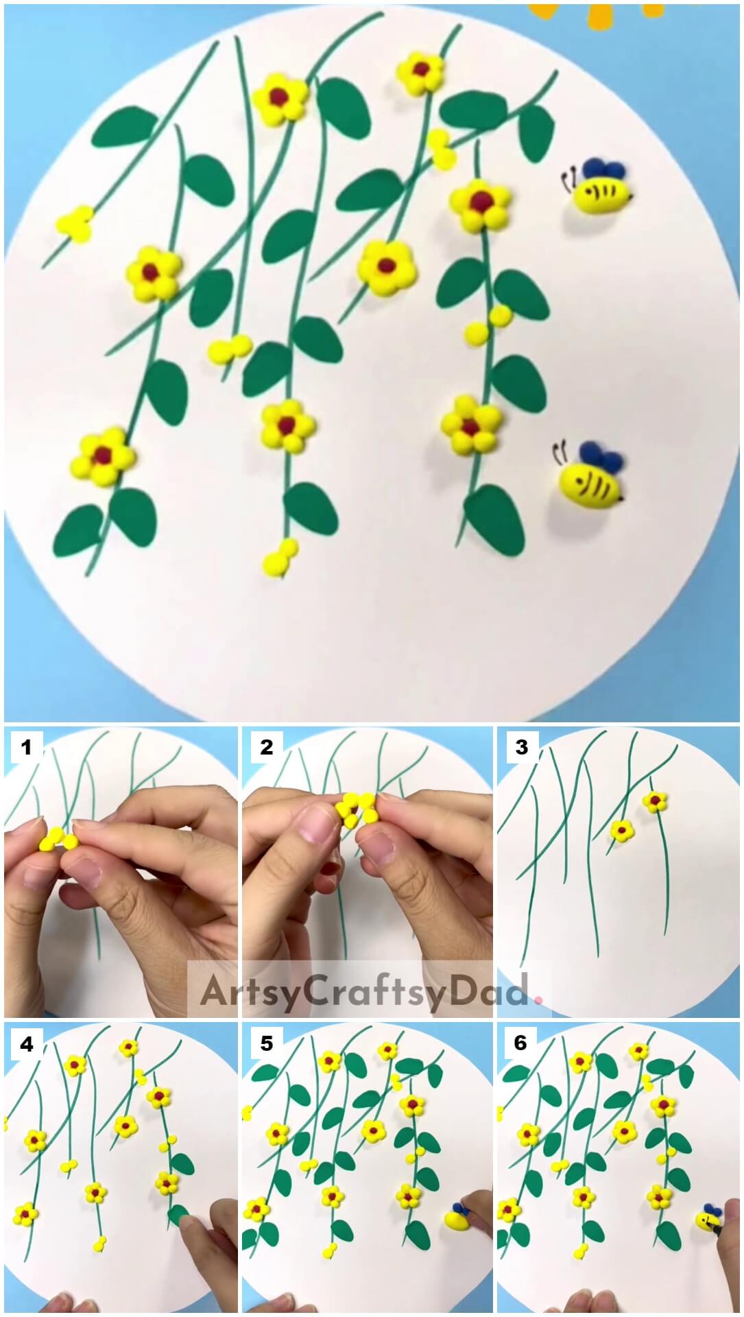 Clay Flower With Bees Step By Step Artwork For Beginners