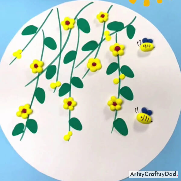 Finally, Beautiful Flower With Bees Clay Craft Is Ready!