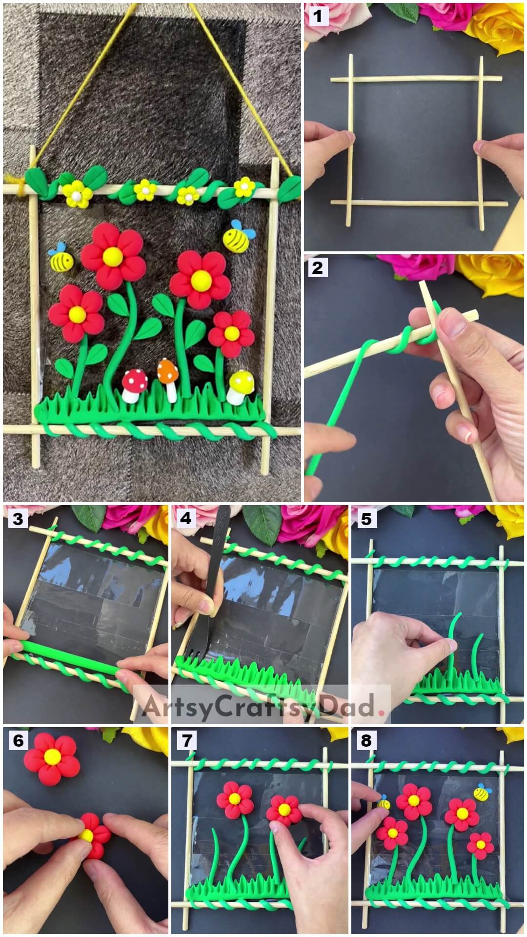  Clay Spring Flower Hanging Craft Tutorial With Chopsticks