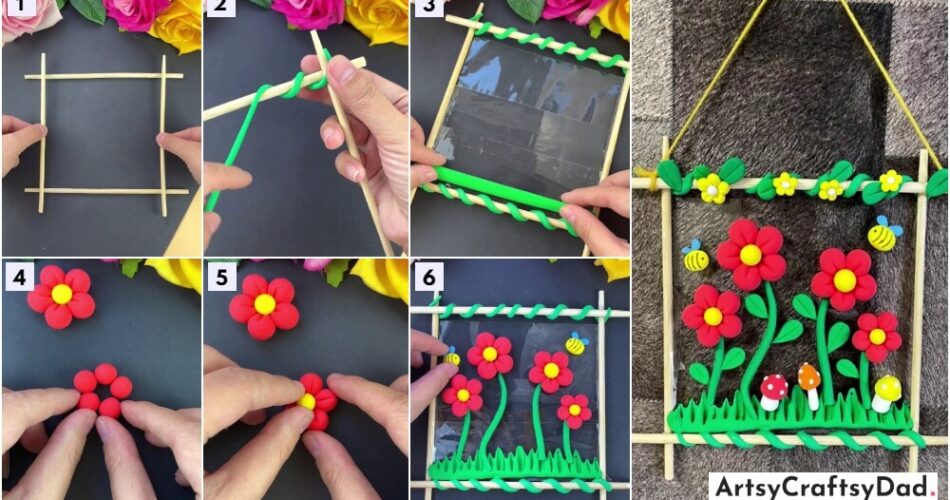 Clay Spring Flower Hanging Craft Tutorial With Chopsticks