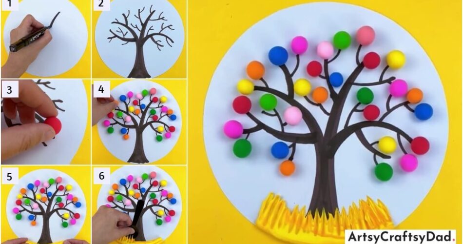 Colorful Clay Tree Craft Step By Step Tutorial For Kids
