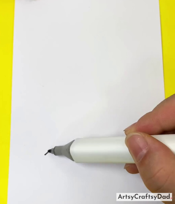 Drawing Feather Stick On White Paper