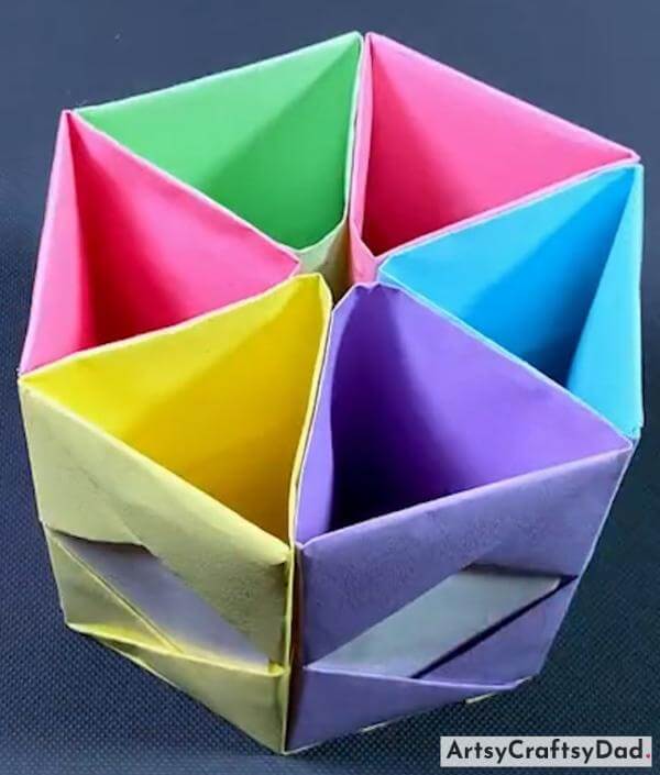 Colorful Origami Paper Pen Holder Craft For Kids-Craft Projects for Children: Do-It-Yourself and Innovative Origami Container Ideas