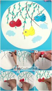 Colorful Paper Flying Birds Artwork Tutorial For Kids