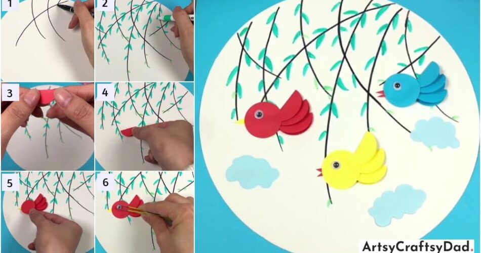 Colorful Paper Flying Birds Artwork Tutorial For Kids