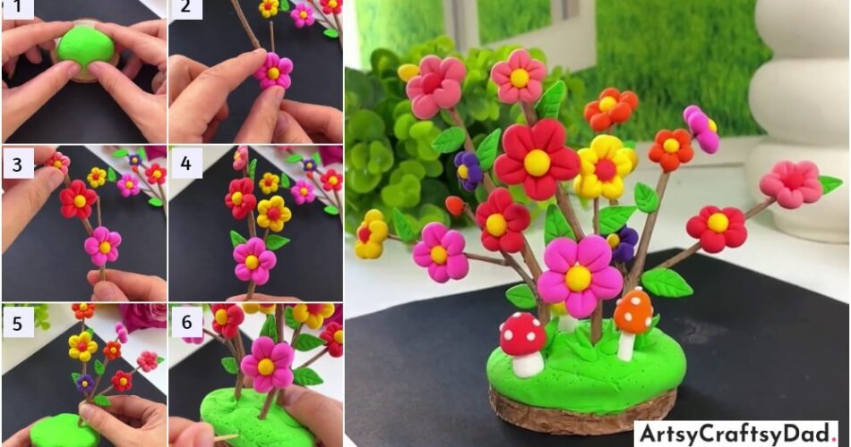 Colourful Flowers Garden Decor Craft Tutorial Using Clay