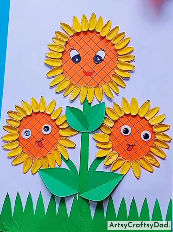 Creative Melon Seed Peels Sunflower Craft Idea For Kids - Environmentally-friendly Blossom DIYs for Kids