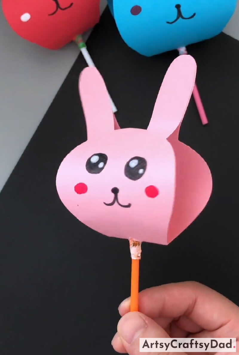 Cute Bunny Lollipop Craft Ideas For Kids-Simple and fun paper crafts for children in bright colors