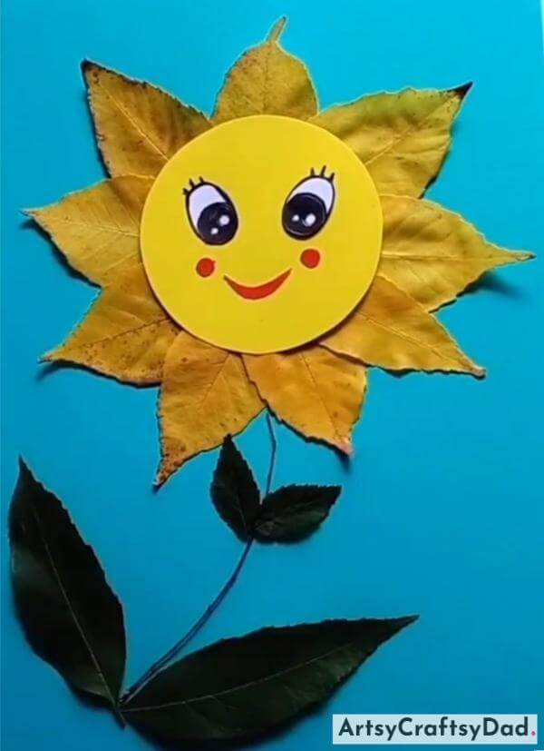 Cute Sunflower Leaf Craft Idea For Kids-Craft Ideas for Kids: Creating Beautiful Leaf Art