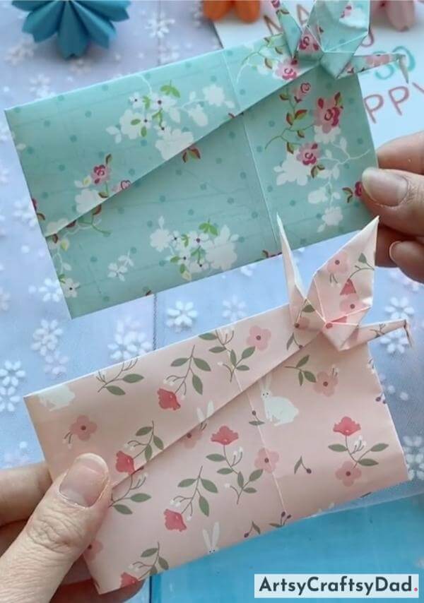 Cute Swan Envelope Craft Using Origami Printed Paper-Origami Container Craft Projects: Encouraging Creativity in Kids