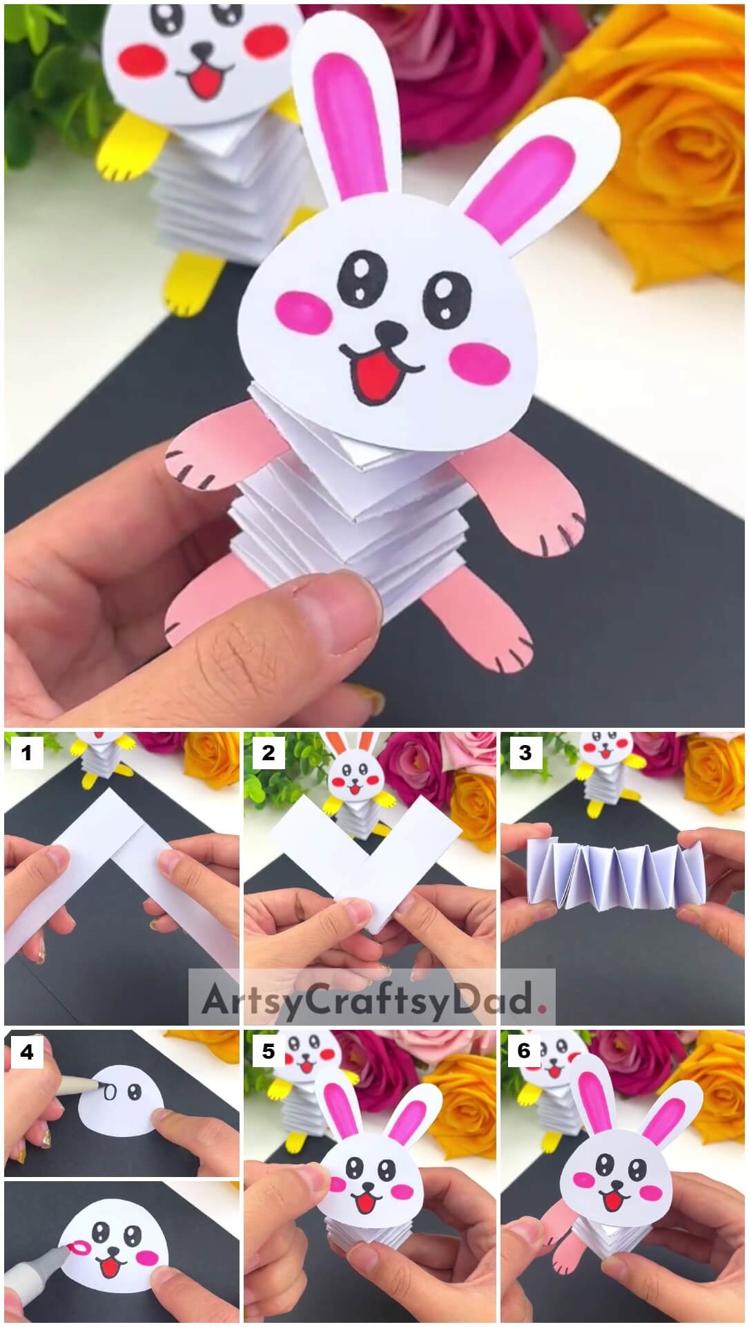 DIY Bouncing Paper Bunny Craft Tutorial For Kids