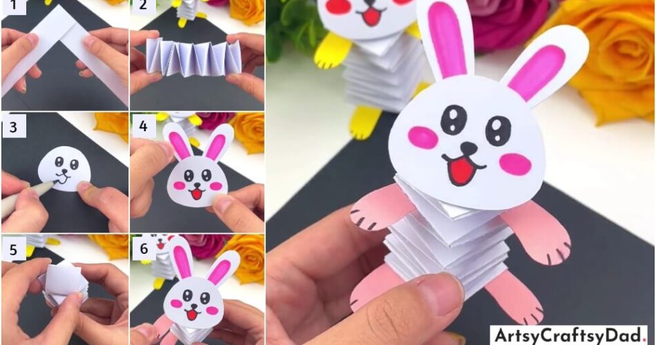 DIY Bouncing Paper Bunny Craft Tutorial For Kids