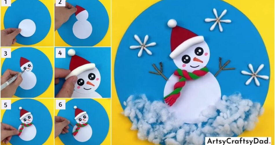 DIY Paper Snowman Craft Tutorial Using Cotton Buds