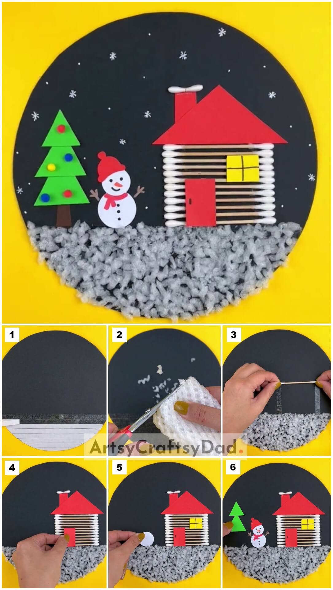 DIY Snowman & House Christmas Craft Tutorial Using Recycled Materials