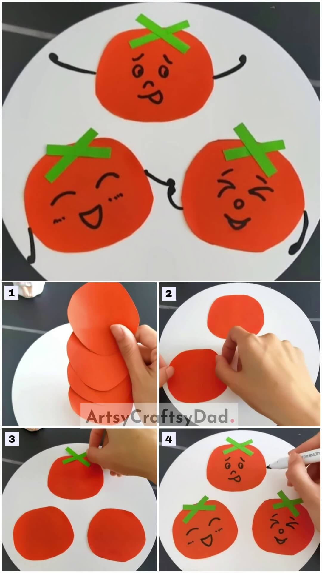 Easy Paper Tomatoes Art and Craft Tutorial For Kids