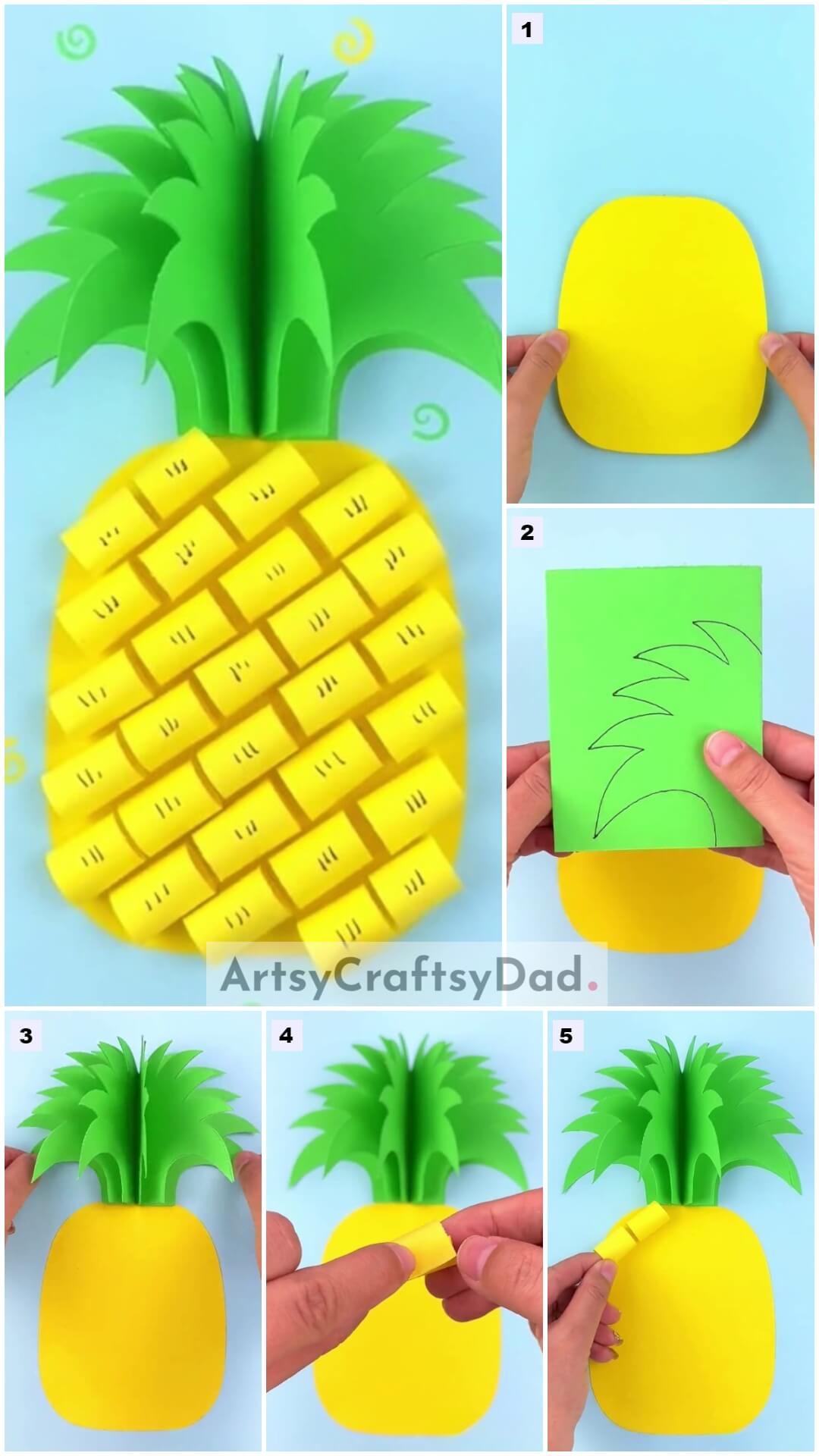 Easy To Make 3D Paper Pineapple Craft Tutorial