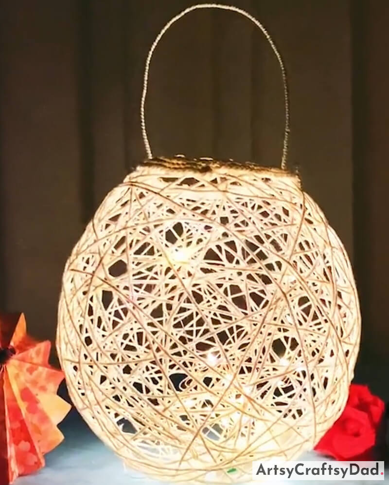 Easy To Make Creative Lamp Craft Using Crochet Thread-Sustainable craft ideas for kids that promote recycling and creativity
