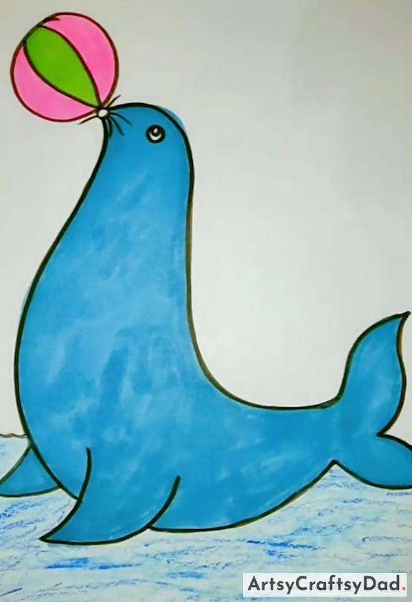 Easy to Make Sea Lion Animal Drawing for Kids-Children can explore their creativity by sketching various animals in an aesthetically pleasing manner. 