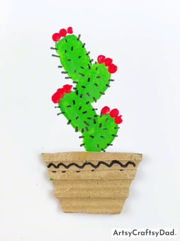 Tadda! Finger Print Cactus Painting Is Ready!
