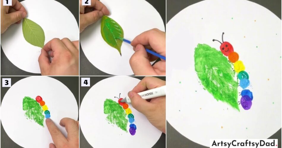 Fingertip Caterpillar Painting Step-by-step Tutorial For Kids