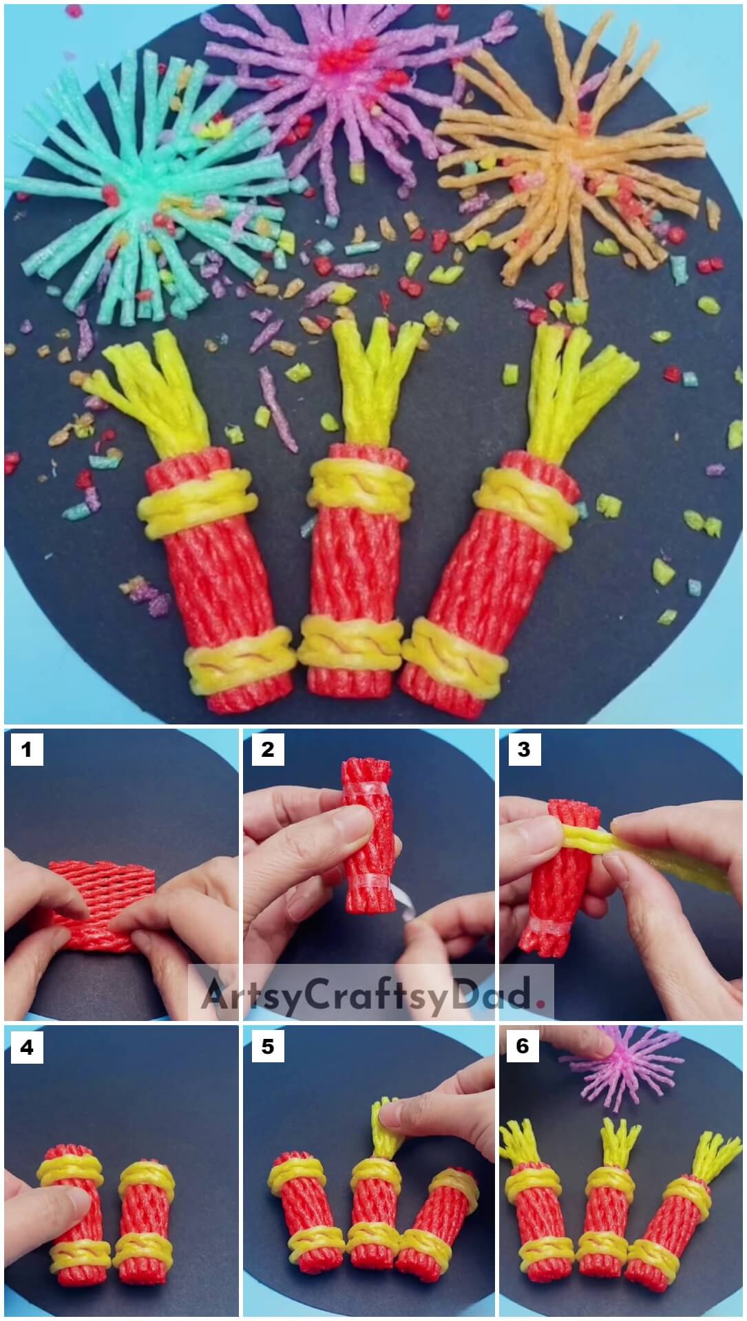 Fruit Foam Net Firecrackers Craft Tutorial For Beginners