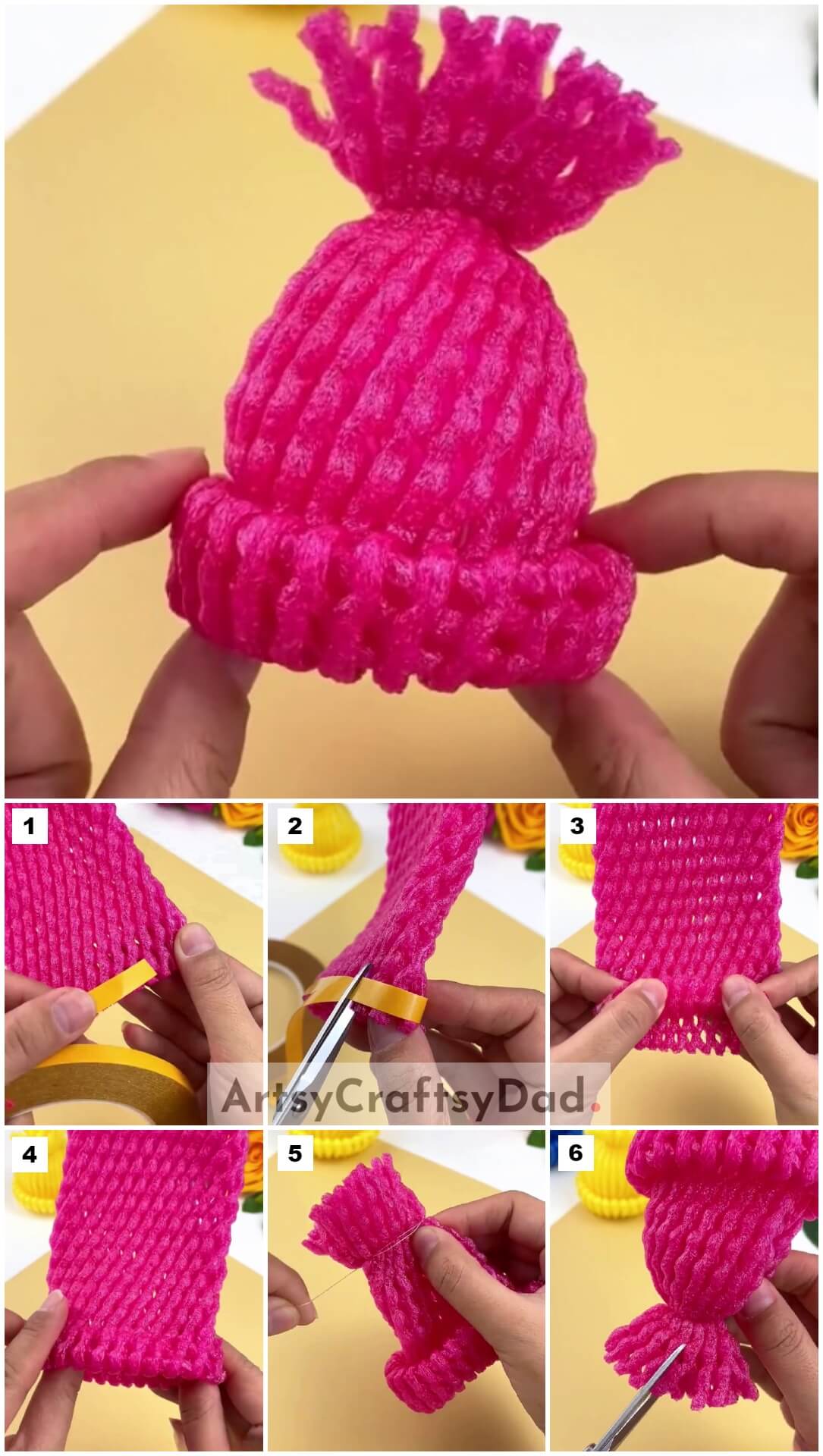 Fruit Foam Net Winter Hat Craft Tutorial For Kids