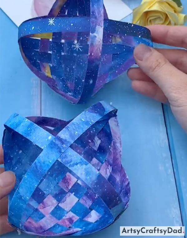 Galaxy Origami Paper Basket Weaving Craft Idea For Home Decor-Creative and Hands-On Origami Container Crafts for Children