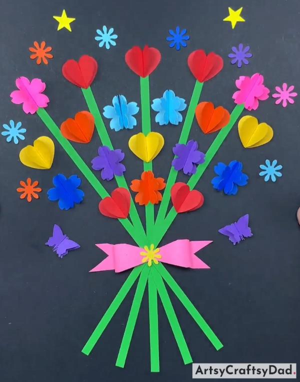 Gorgeous 3D Paper Flower Bouquet Craft Idea For Kids -Beginner-Friendly Paper Flower Craft Ideas