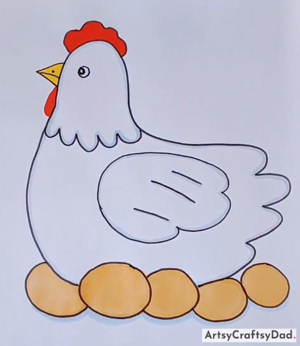 Hand Outline Hen Drawing Idea For Kids - Exciting and Interactive Pencil Drawing Ideas for Kids