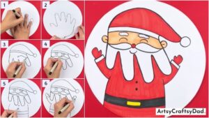 Hand Outline Santa Drawing Tutorial for Kids
