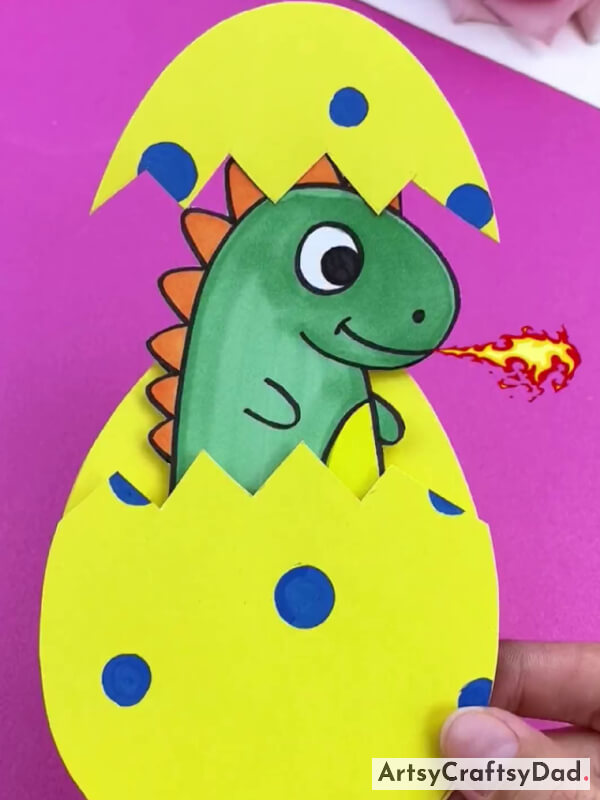 Final Look Of Our Hatching Dinosaur Craft!