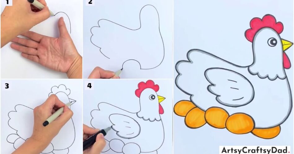 Hen & Egg - Beautiful Handprint Drawing Tutorial