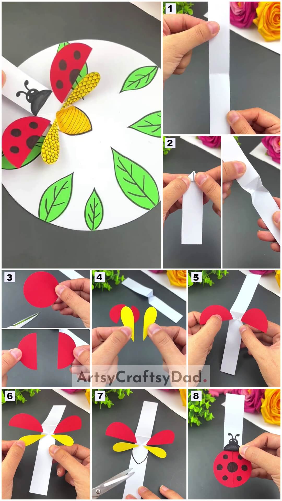 How To Make Flying Paper Ladybug Craft Tutorial For Kids